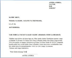 Mfano na Muundo wa Barua za Kazi ya Ualimu TAMISEMI