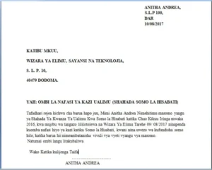 Mfano na Muundo wa Barua za Kazi ya Ualimu TAMISEMI