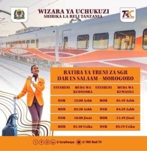 Ratiba ya treni ya SGR kwa safari za Dar Es Salaam - Morogoro