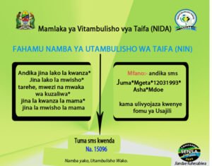Hatua za Kufuata lli Kupata Namba ya NIDA Kwa SMS
