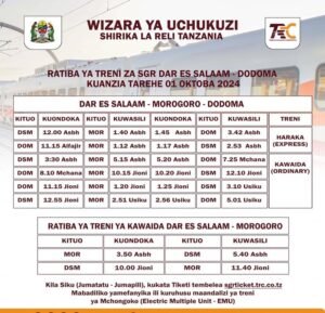 Ratiba Mpya Ya Treni ya Umeme