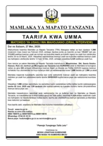 Majina ya Walioitwa Kazini TRA 2025 PDF Download