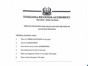 Aina ya Maswali ya Usaili kwa Accounts Officer II (TRA 2025)