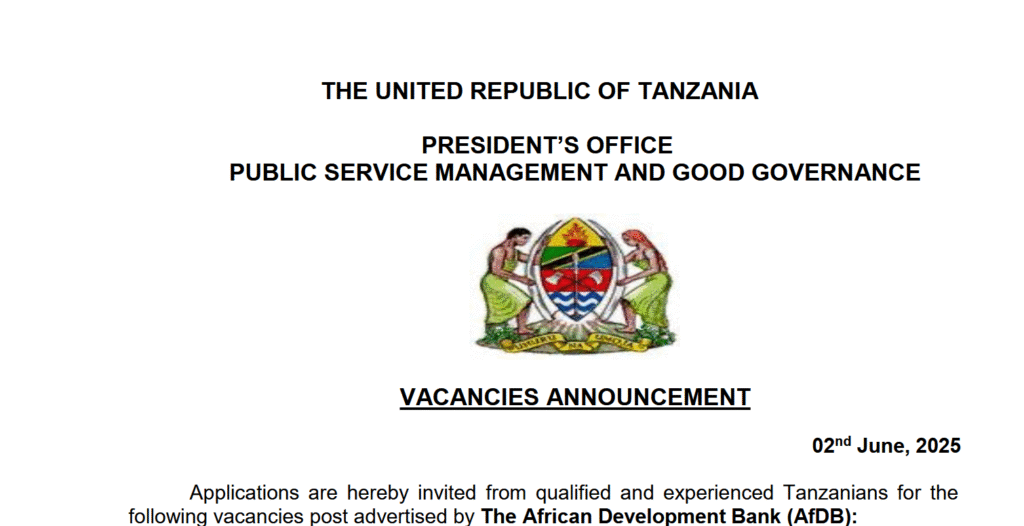 Tangazo la Kazi kutoka Benki ya Maendeleo ya Afrika (AfDB) – Juni 2025