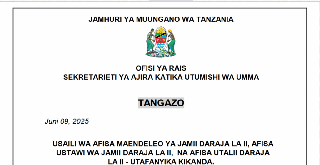 Ajira portal VITUO Vya Usaili Wa Mahojiano Wa Tarehe 10 Na 12 Juni, 2025