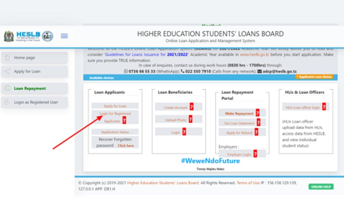 Jinsi ya kuangalia mkopo heslb login online registration