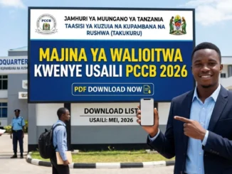 Takukuru Majina ya Walioitwa Kwenye Usaili PCCB 2026 PDF Download
